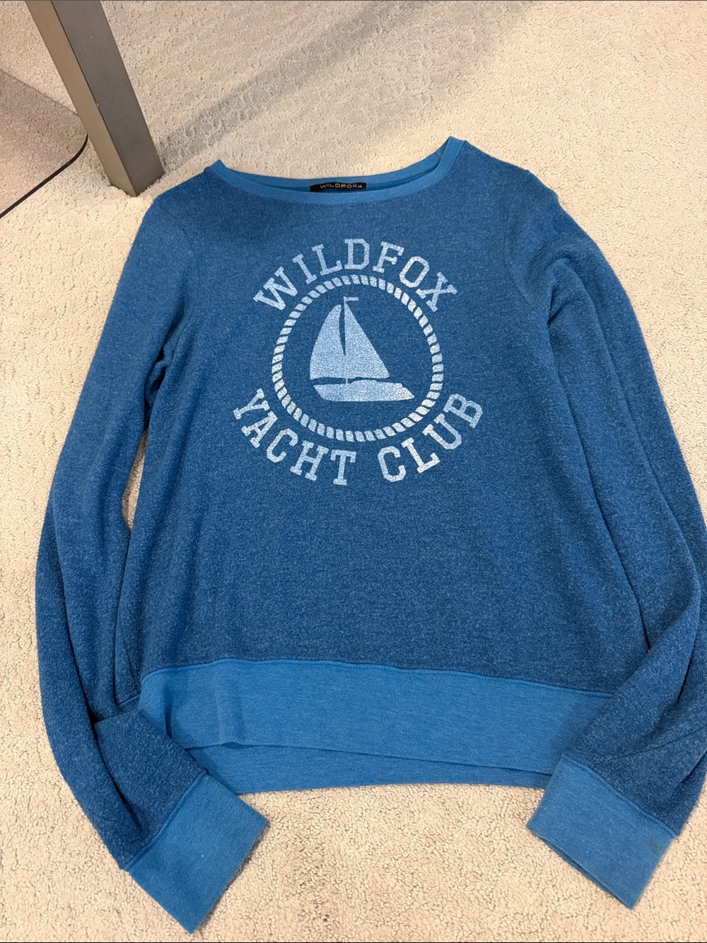 Wildfox Blue Yacht Club Graphic Crewneck Sweater Size XS Vintage